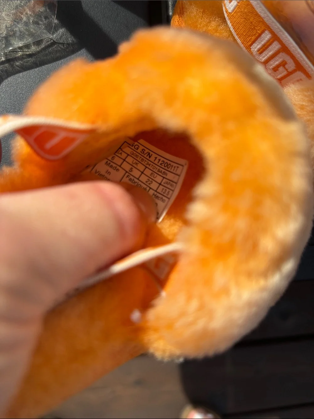 UGG Kids Orange Fuzzy Slide Sandals